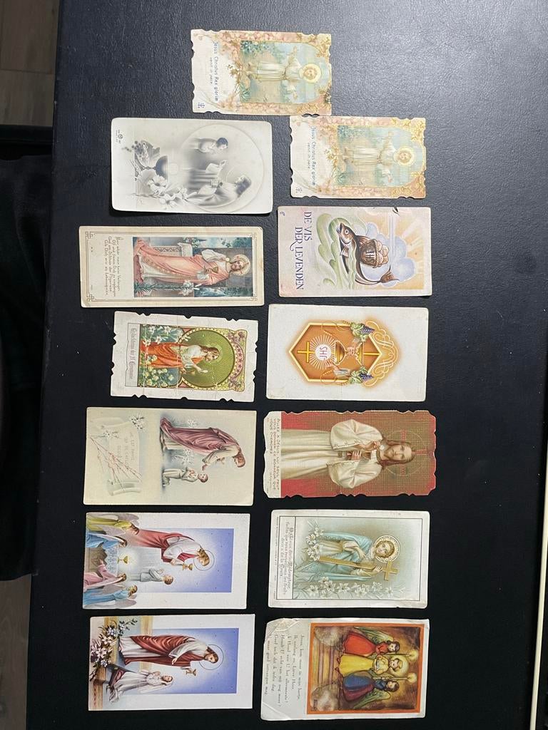 Collectie van 12 Oude Bidprentjes - Religieuze Herinneringen, Ophalen, Bidprentje