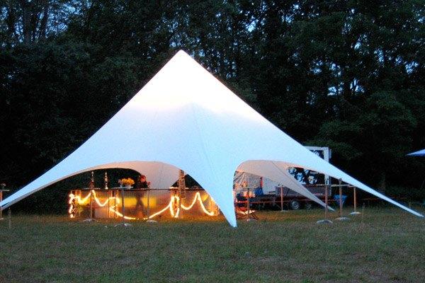 Chique Exclusieve Stertent Starflex. Starshade 14x14m. Wit, Tuin en Terras, Ophalen of Verzenden, Nieuw, 8 meter of meer, Stertent