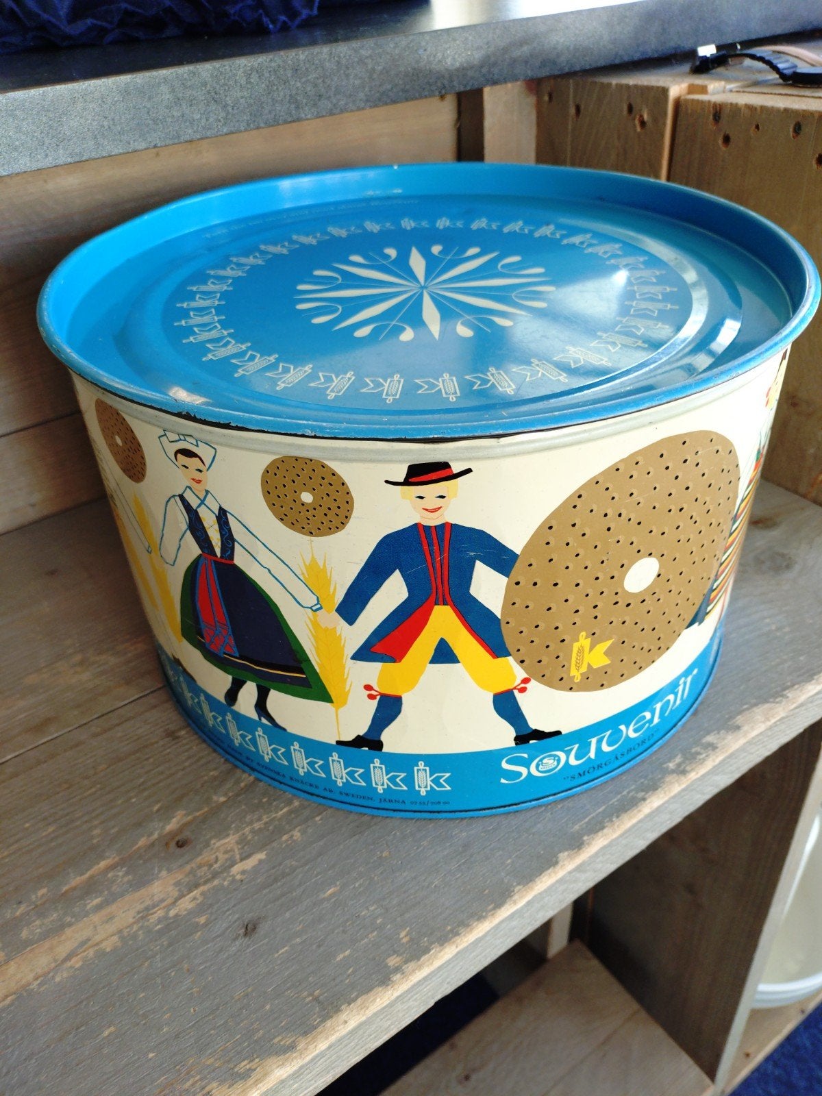 Vintage Souvenir Zweedse Knäckebröd Blik, Ophalen of Verzenden