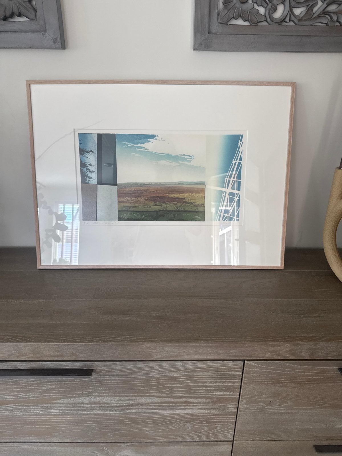 Rita lentz, Landschap, Papier/karton, Achter glas, Ophalen of Verzenden