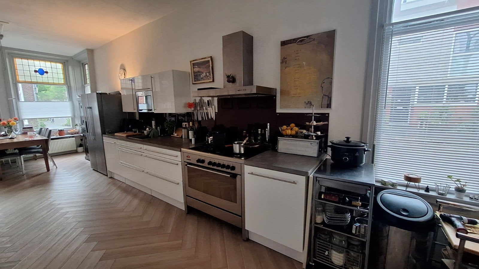 Witte keuken en vrijstaand gasfornuis met oven - RVS, Witgoed en Apparatuur, Ophalen, Gebruikt, 60 cm of meer, Gas