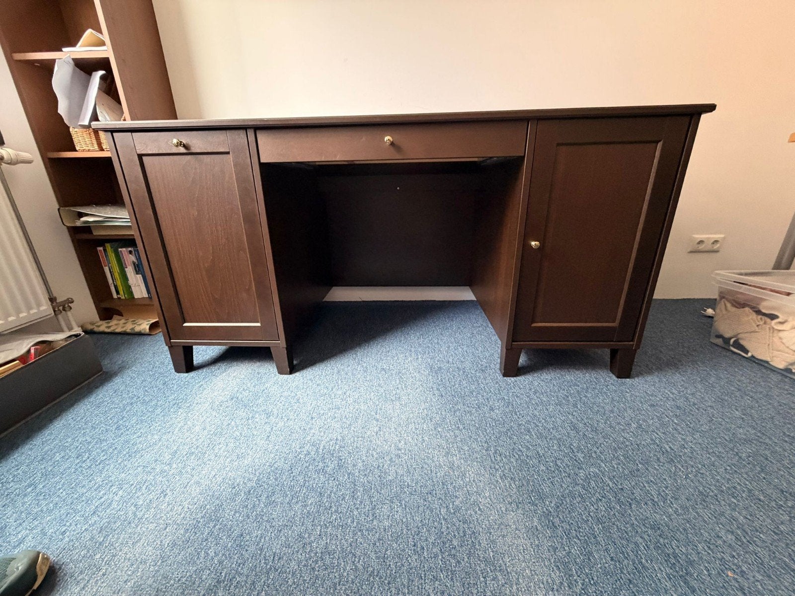 IKEA Idanas Bureau - Donkerbruin met Lades en Kastjes, Ophalen, Met lades, Spaanplaat of MDF, Bruin