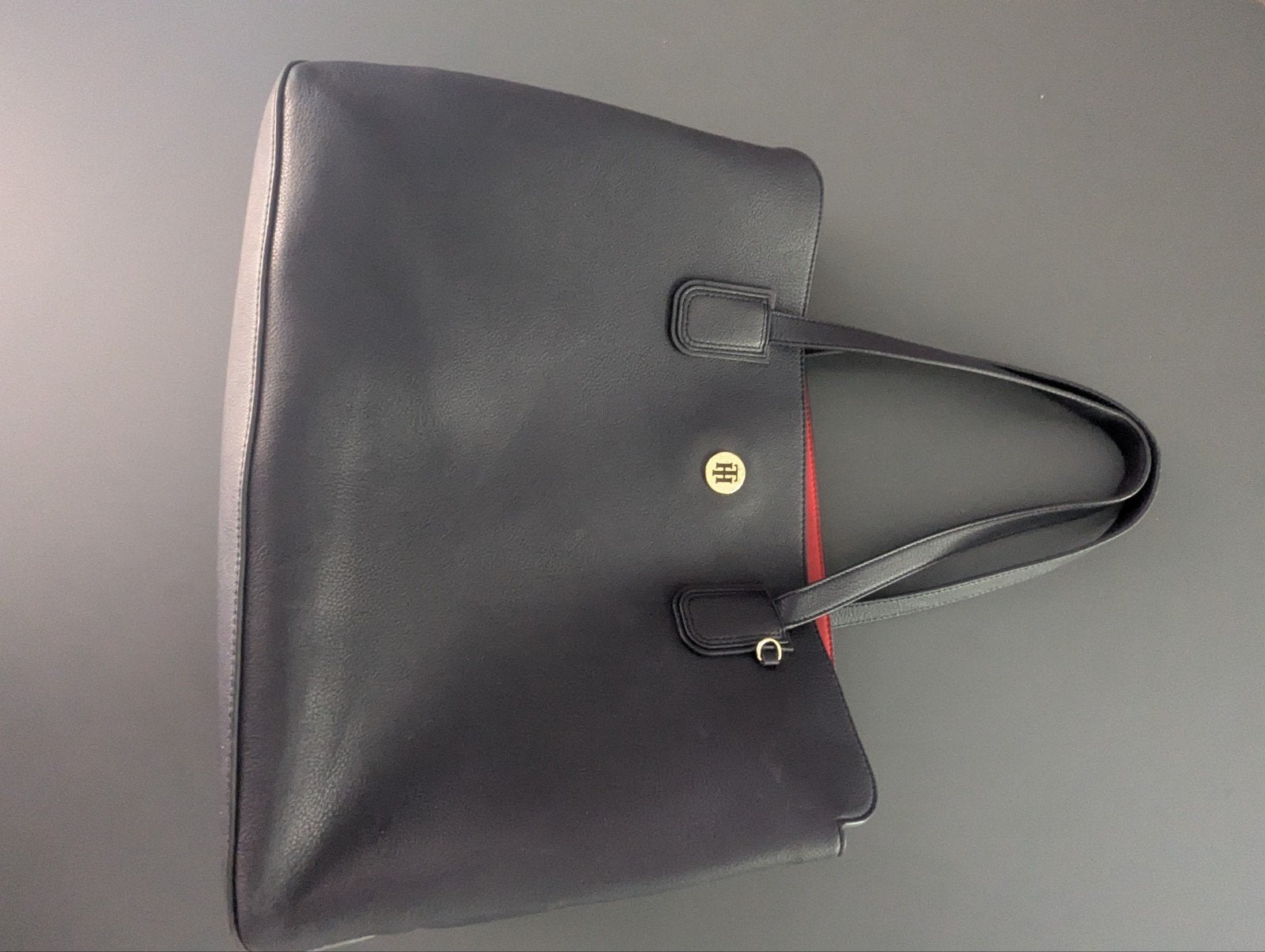 Tommy Hilfiger shopper met laptophoes - Donkerblauw/Rood, Ophalen of Verzenden, Zo goed als nieuw, Blauw, Shopper