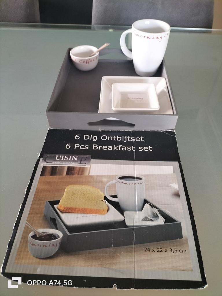 Ontbijtsetje 'Good Morning it's coffee time' met dienblad, Ophalen