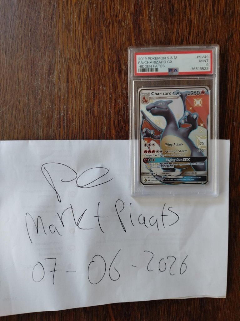 Charizard GX #SV49 Pokemon Hidden Fates PSA 9 2019, Ophalen of Verzenden, Zo goed als nieuw, Losse kaart, Foil
