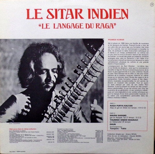 Pramod Kumar – Le Sitar Indien, Le Langage Du Raga -zeldz LP, Ophalen, Gebruikt, Overige formaten