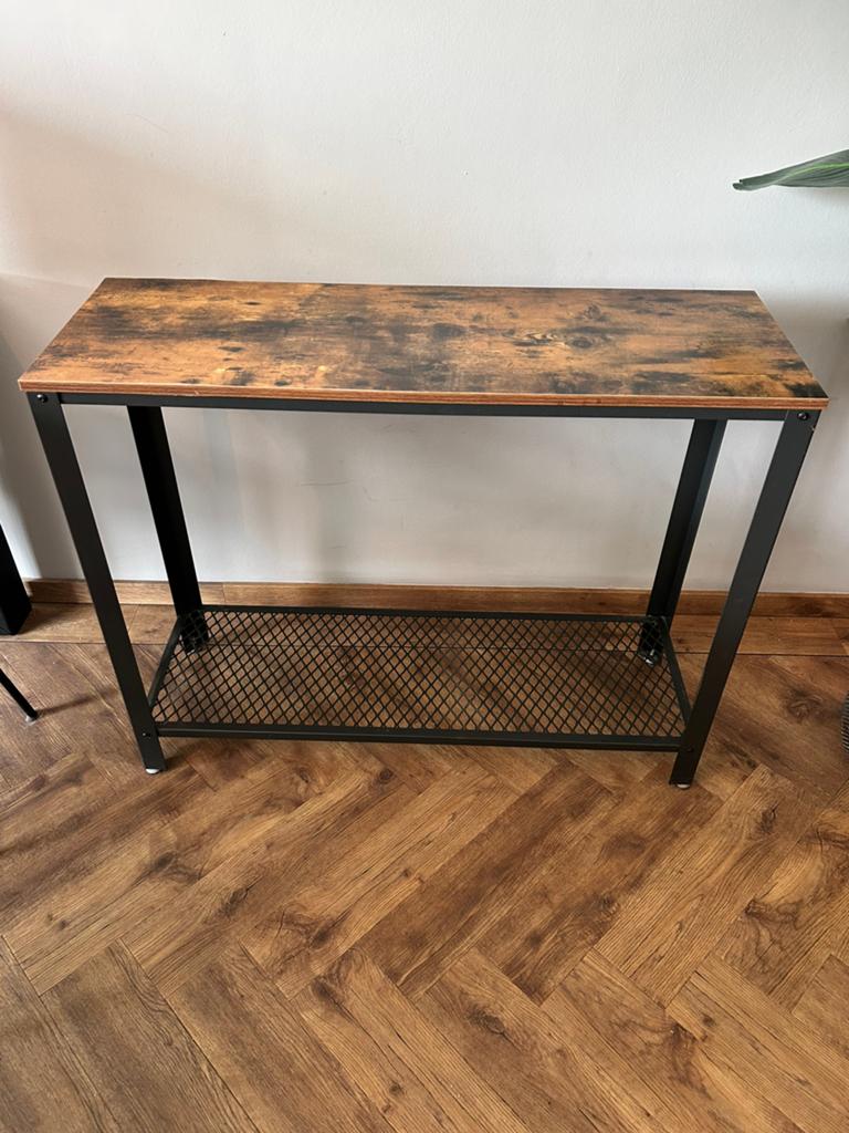 Sidetable/koffietafel hout met staal, Ophalen, Gebruikt, 100 tot 150 cm, Metaal