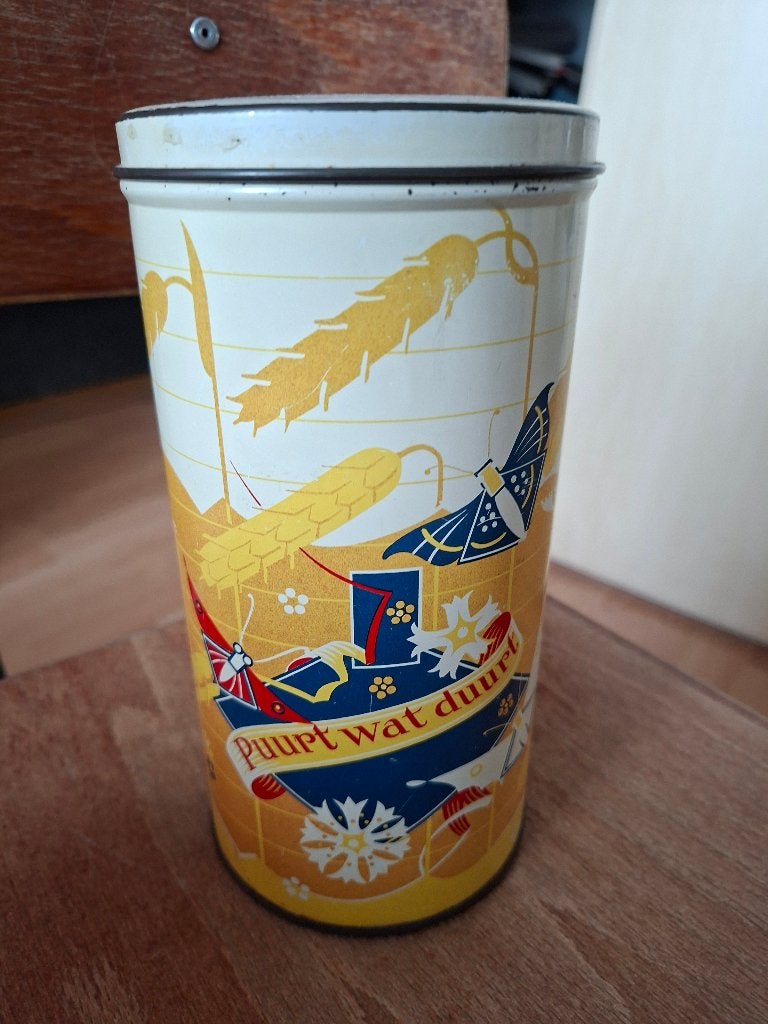 oud beschuitblik Hooimeijer, Verzamelen, Blikken, Ophalen of Verzenden, Gebruikt, Overige