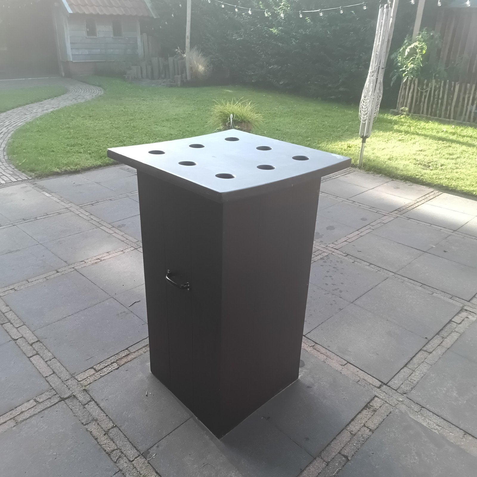 statafel bar mancave hout RVS, Ophalen, Zo goed als nieuw