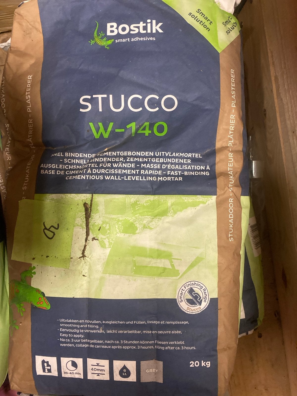 Bostik Stucco W-140 Snelbindende Uitvlakmortel 20 kg, Ophalen, Nieuw, Overige typen