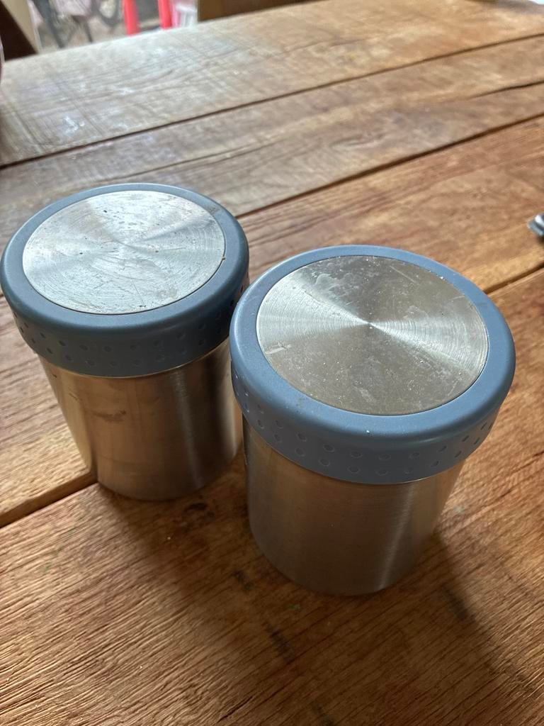 2 stijlvolle Fissler voorraadbussen, Ophalen, Zilver