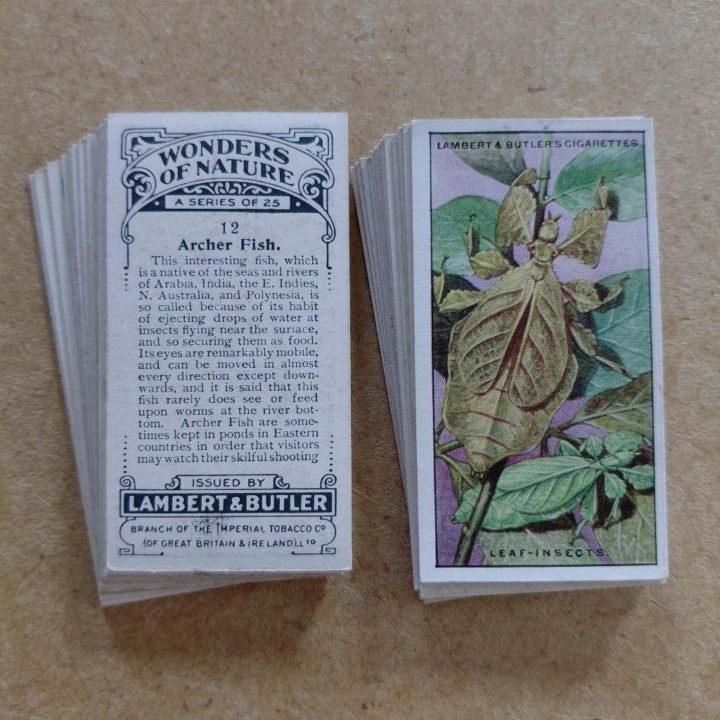 Wonders of Nature complete set 25 cigarette cards 1924, Ophalen, Gebruikt