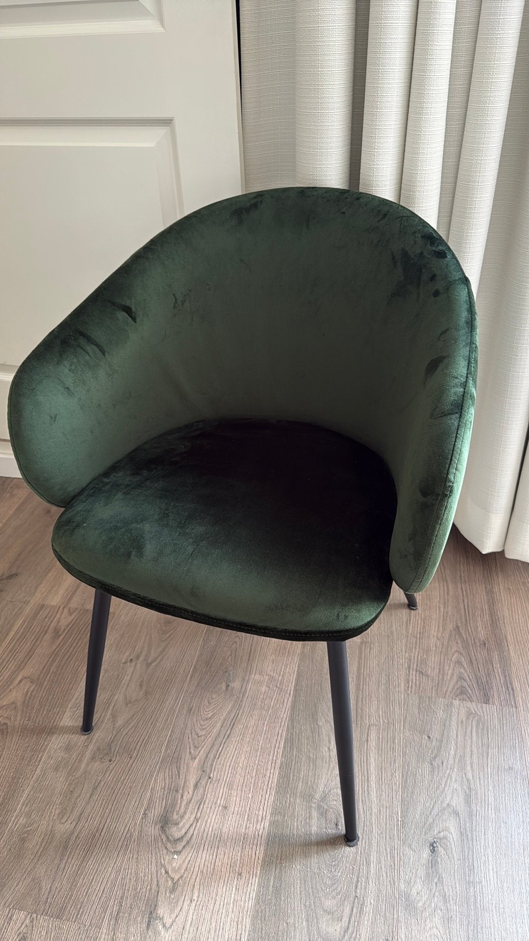 Donkergroene stoel velvet, Ophalen, Zo goed als nieuw, Eén
