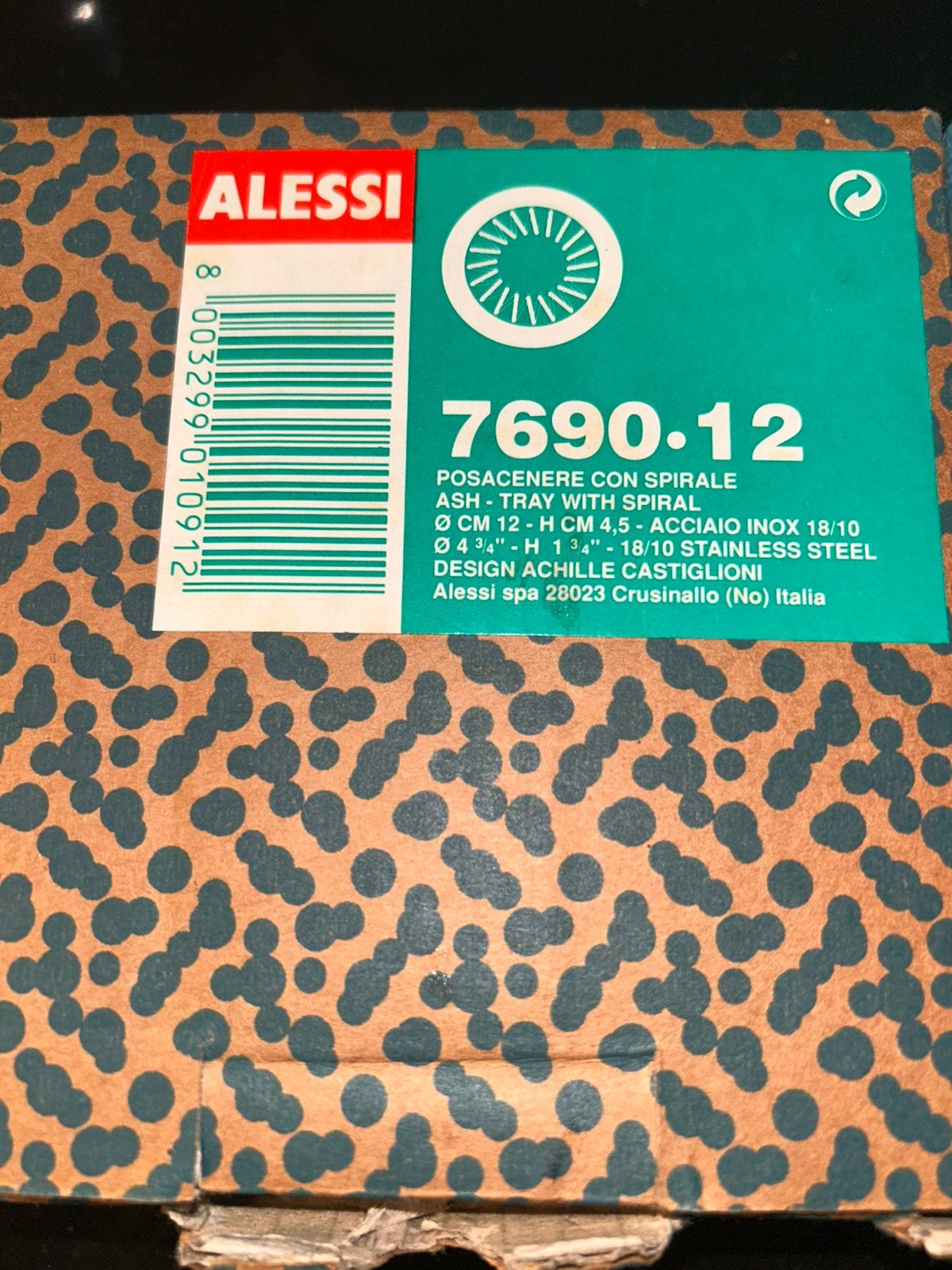 Alessi 7690.12 Asbak met spiraal - RVS, Nieuw, Ophalen of Verzenden, Zilver, Metaal
