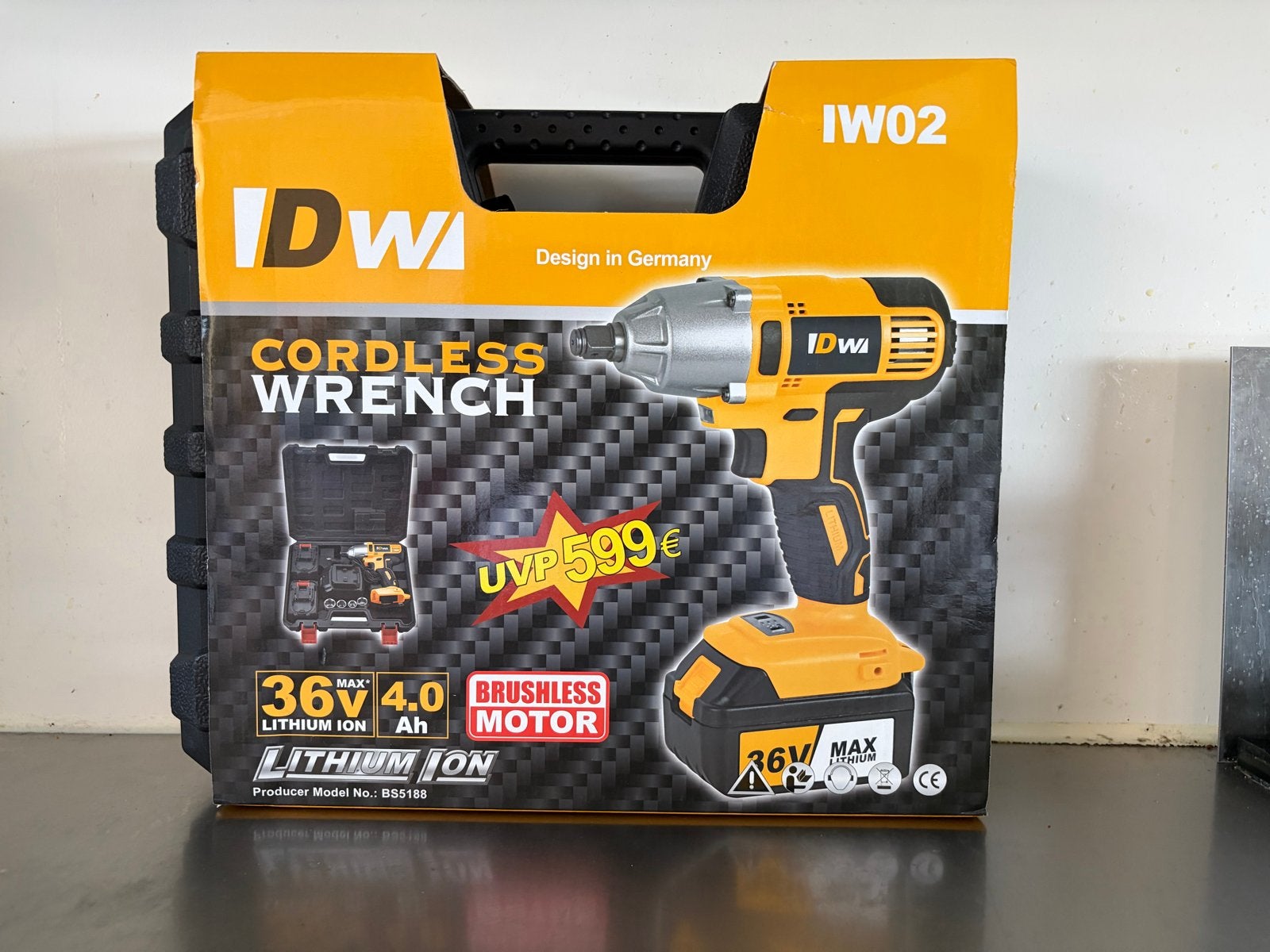 IDWA Accu Slagmoersleutel 36V 4.0Ah met Borstelloze Motor, Ophalen, G, Nieuw, A