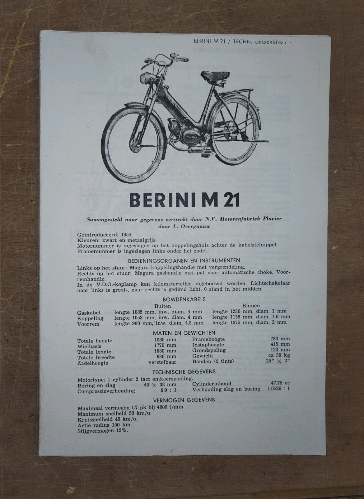 Werkplaatshandleiding Berini M21., Ophalen of Verzenden, Gebruikt