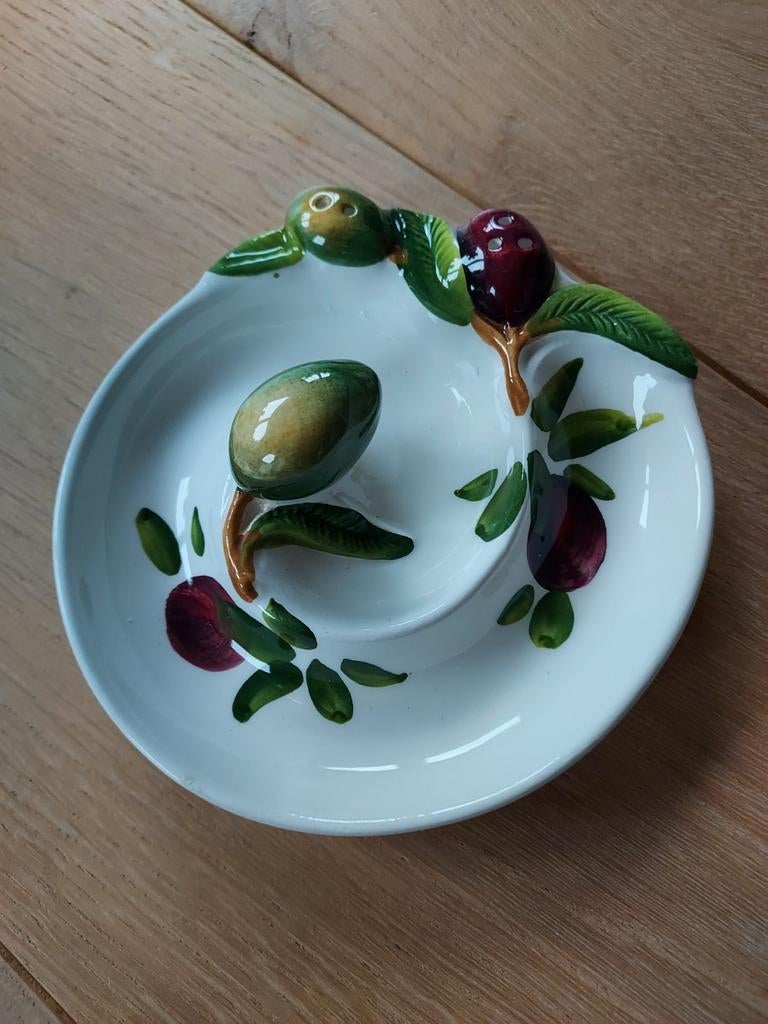 Italiaanse keramische olijvenschaal - Bassano stijl, Antiek en Kunst, Antiek | Keramiek en Aardewerk, Ophalen of Verzenden
