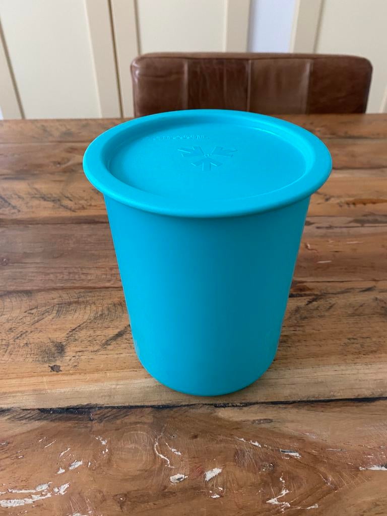Tupperware bus met deksel 1,25 liter, Ophalen of Verzenden, Blauw, Beker of Kan