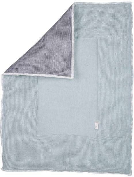 KOEKA boxkleed Vizela 85x100 Water Sapphire/Grey, Kinderen en Baby's, Ophalen, Zo goed als nieuw, Rechthoekig, Boxkleed
