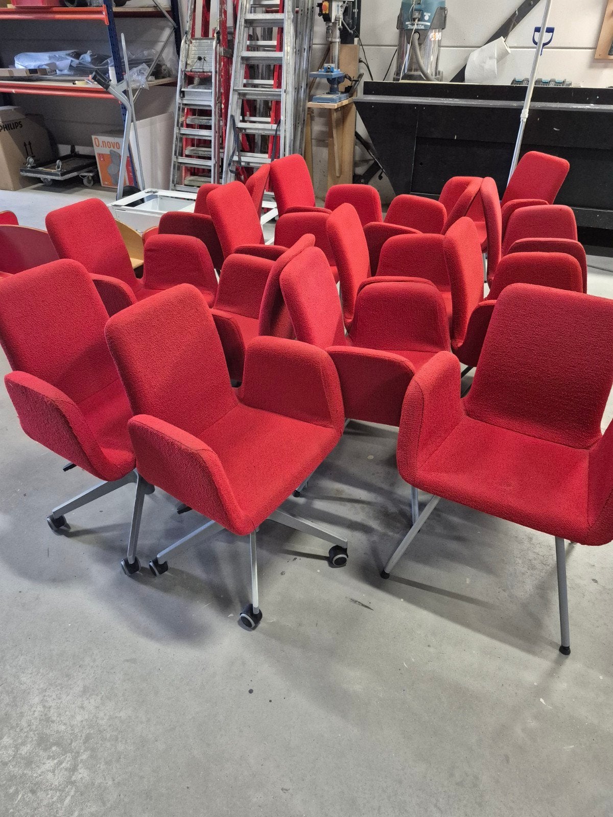 Ikea patrik rood eetkamerstoelen en buro stoelen., Ophalen, Gebruikt, Rood, Vijf, Zes of meer stoelen