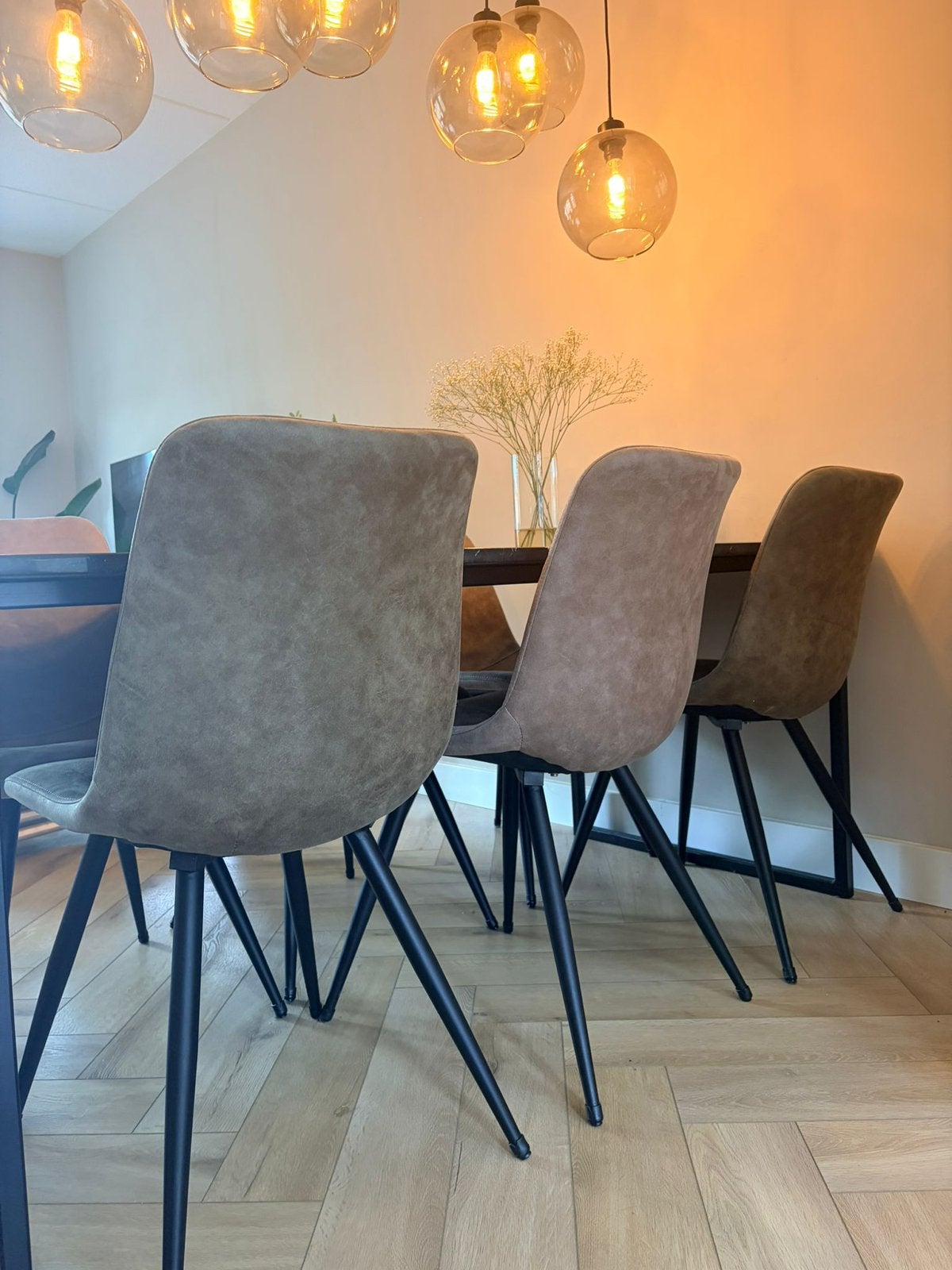 6x MX Sofa eetkamerstoelen - groen en grijs, Ophalen, Zo goed als nieuw, Grijs, Vijf, Zes of meer stoelen
