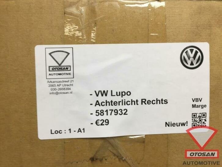 vw lupo achterlicht rechts nieuw! 5817932, Volkswagen, Volkswagen AG, Nieuw, Berliner Ring 2
38440  Wolfsburg, DE