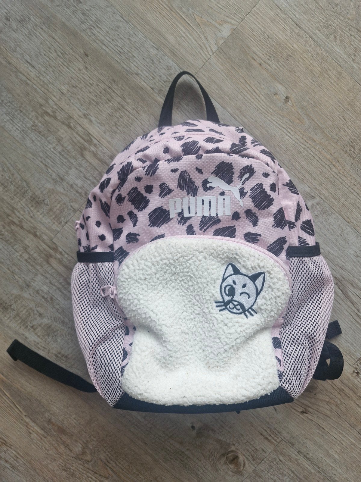 Puma rugzak met kattenprint en teddy stof, Overige merken, Minder dan 30 cm, Ophalen of Verzenden, Minder dan 25 cm