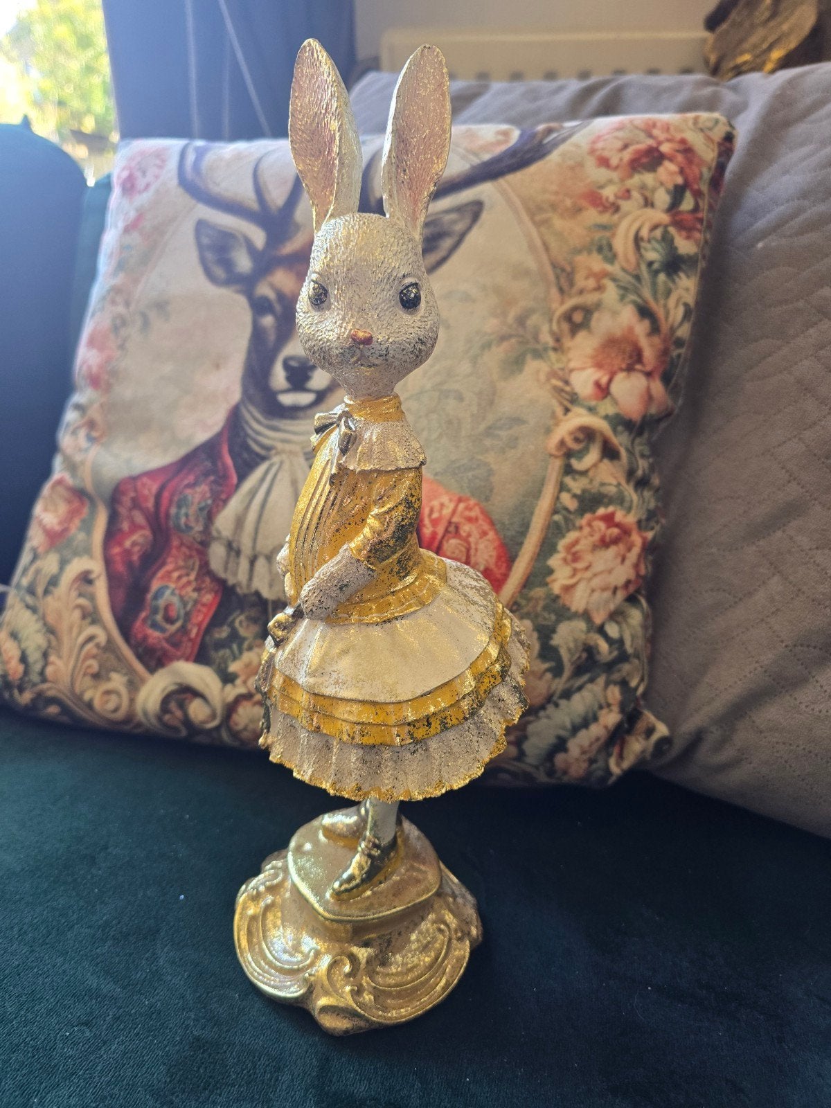 Decoratief Konijn Beeldje - Goud & Wit, Overige materialen, Nieuw, Ophalen of Verzenden, Klassiek
