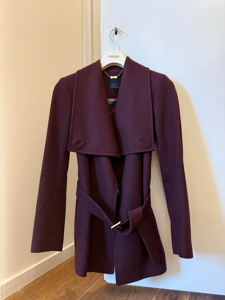 Ted Baker Wijnrode Blazer Jas met Bloemenprint Voering, Ophalen of Verzenden, Gedragen, Maat 34 (XS) of kleiner, Rood