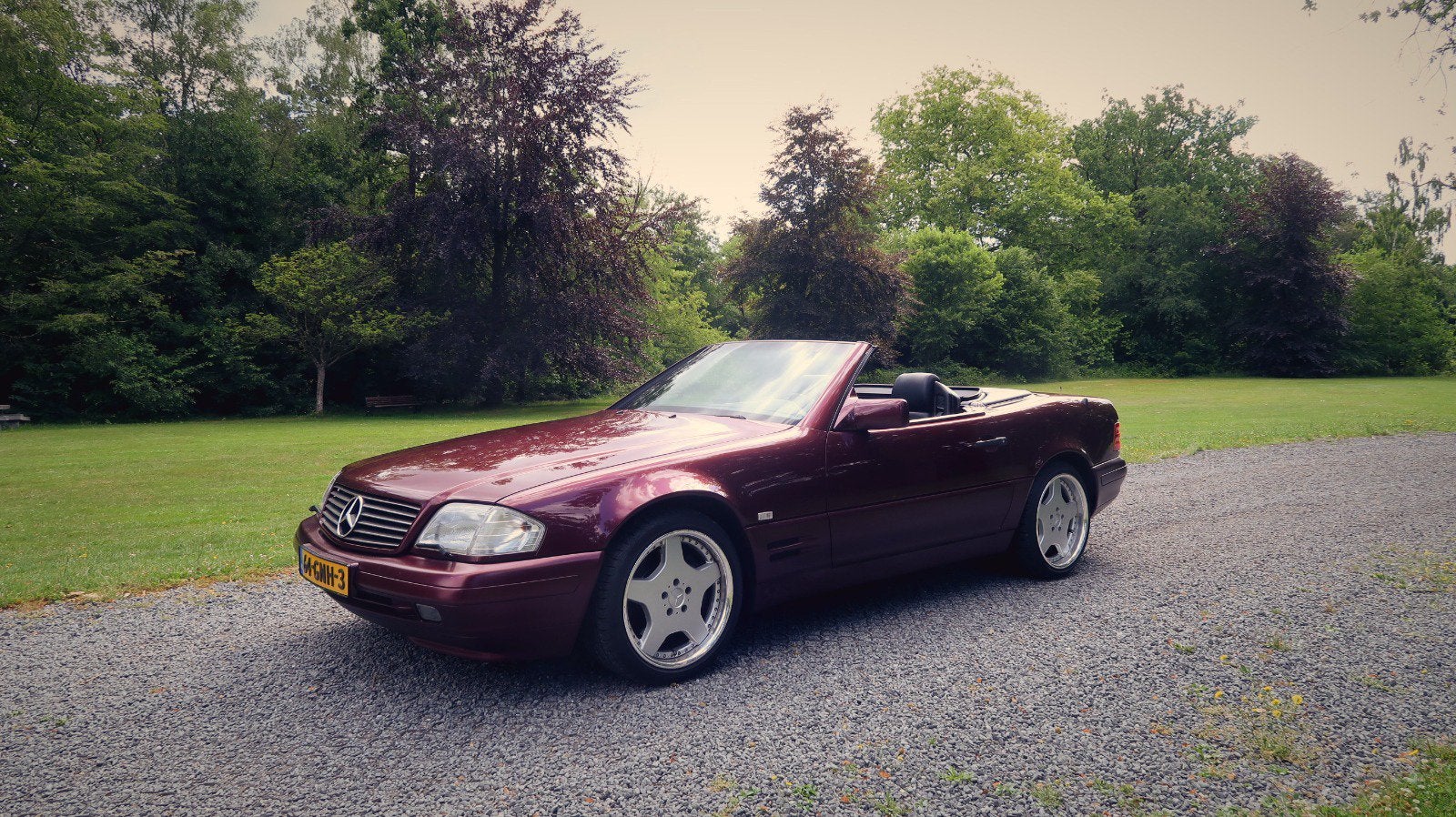 Mercedes-Benz SL280-24V Roadster Almandinrot 1996 Zeer Mooi, Auto's, Automaat, 1730 kg, Achterwielaandrijving, Cabriolet