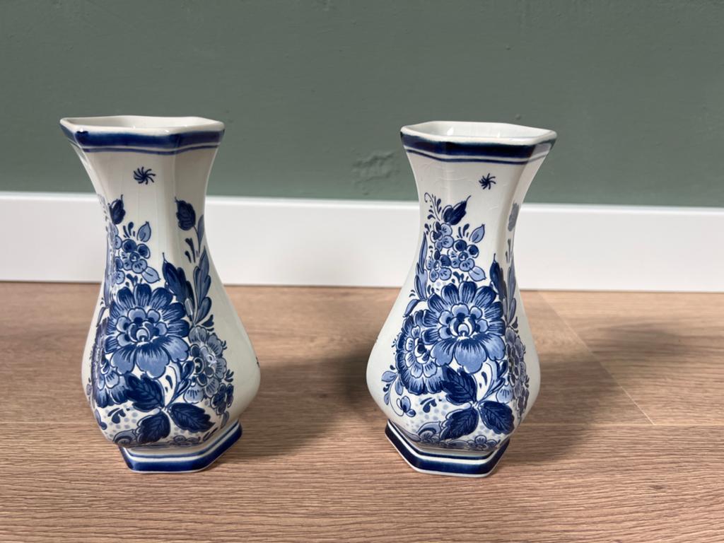 Set van 2 kleine Delfts blauwe vazen, Antiek en Kunst, Antiek | Vazen, Ophalen