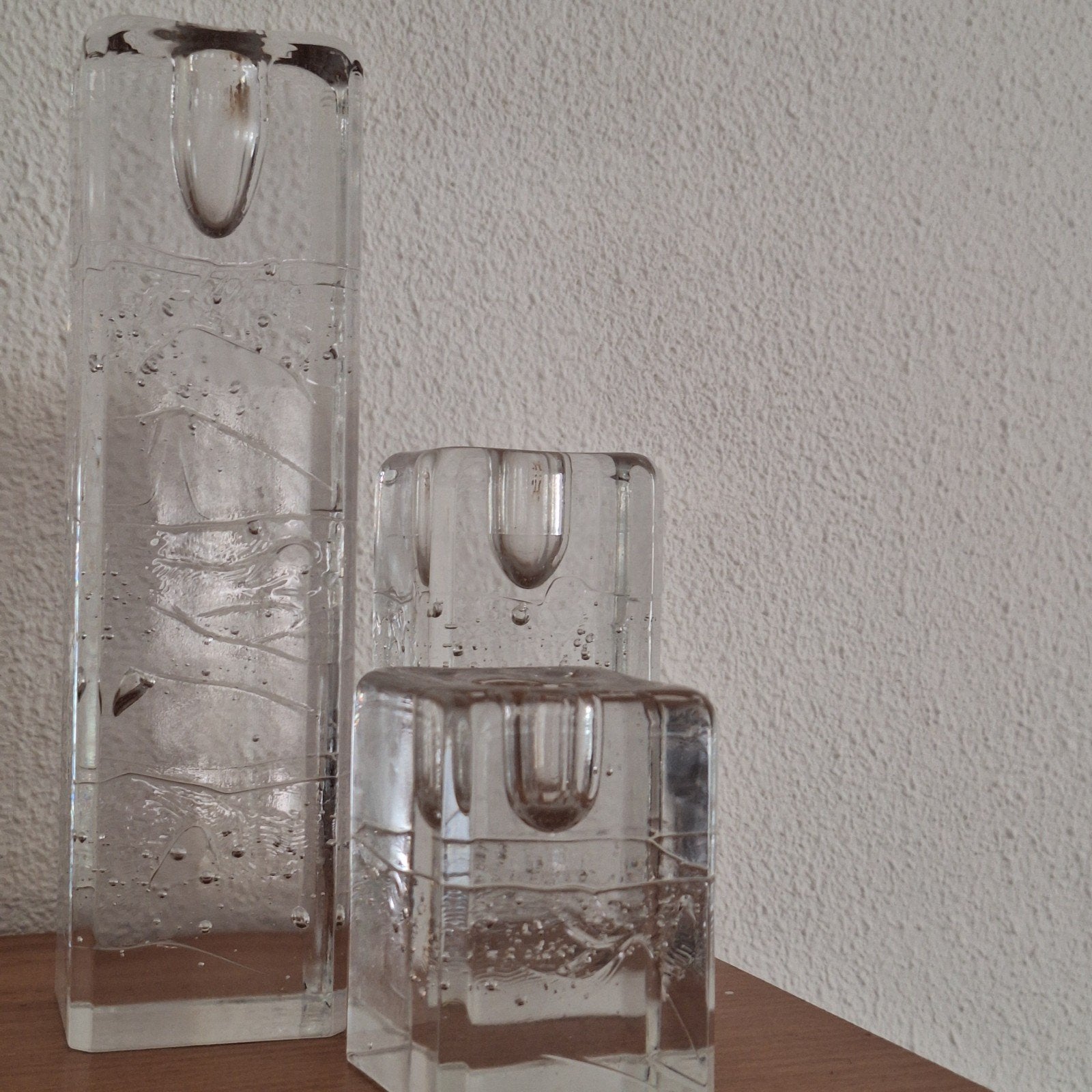 Arkipelago Timo Sarpaneva Iittala 3x kandelaar iceglass, Huis en Inrichting, Gebruikt, Ophalen of Verzenden, Glas, 22 cm