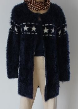 Donkerblauw vest met sterrenpatroon - maat 40/42, Kleding | Dames, Maat 38/40 (M), Blauw, Ophalen of Verzenden, Zo goed als nieuw