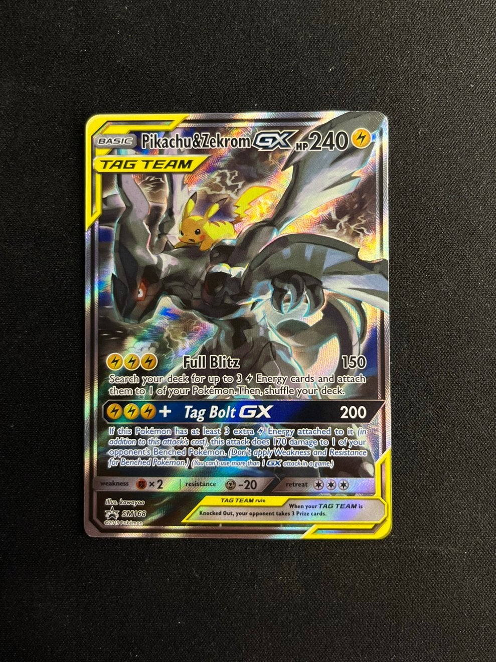 Pikachu & Zekrom GX (SM168), Ophalen of Verzenden, Zo goed als nieuw
