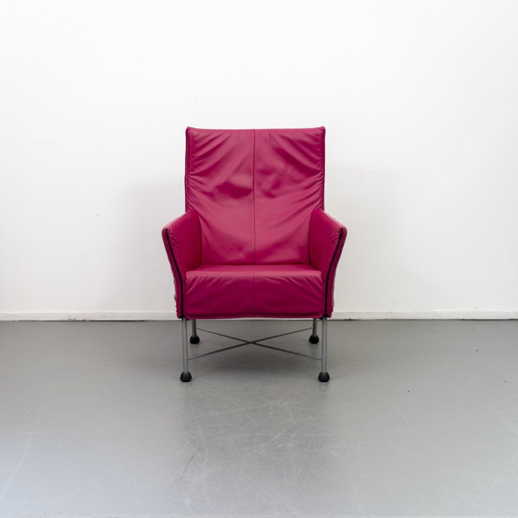 Montis Charly Fauteuil Roze Leer - Grijs (Op Doppen), Huis en Inrichting, Niet ingevuld, Zo goed als nieuw, Niet ingevuld, Niet ingevuld