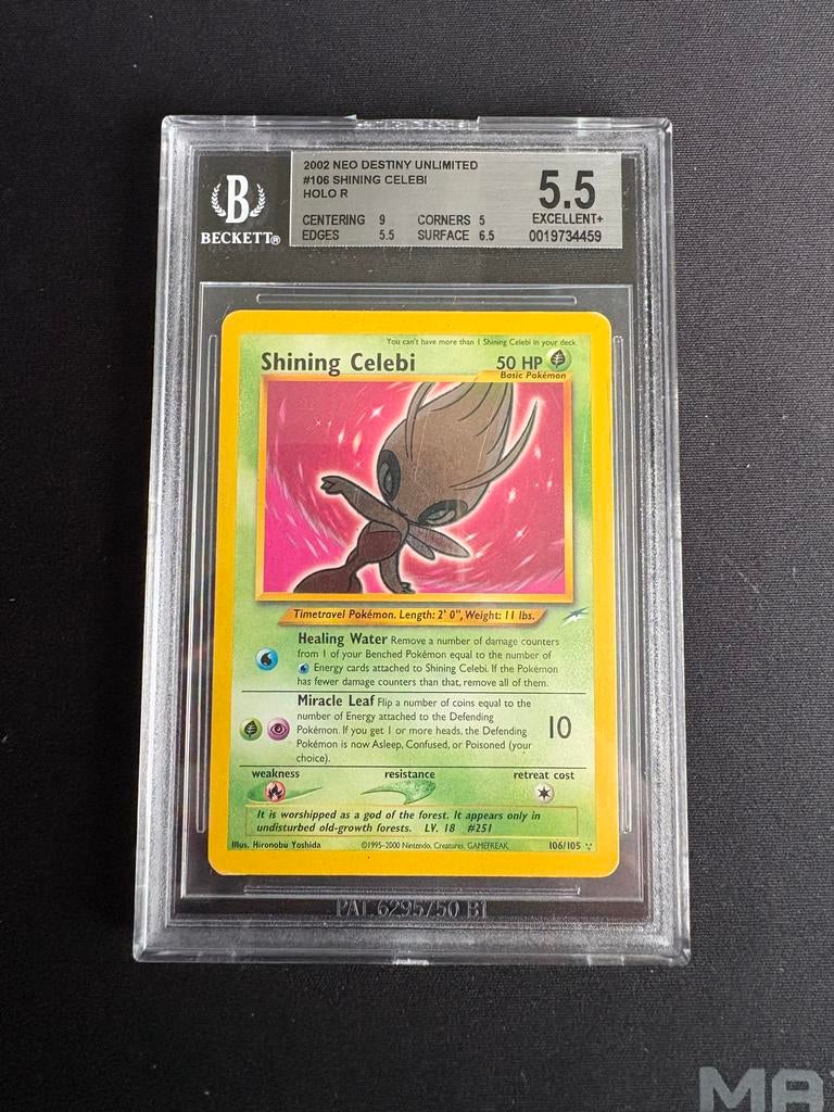 Pokémon Shining Celebi 106/105 Neo Destiny BGS 5.5, Ophalen of Verzenden, Gebruikt, Losse kaart