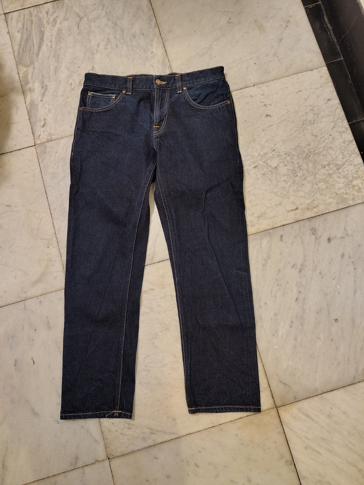 Nudie Jeans Gritty Jackson Dry Maze Selvedge W33 L32, Ophalen, Nudie Jeans, Blauw, Zo goed als nieuw