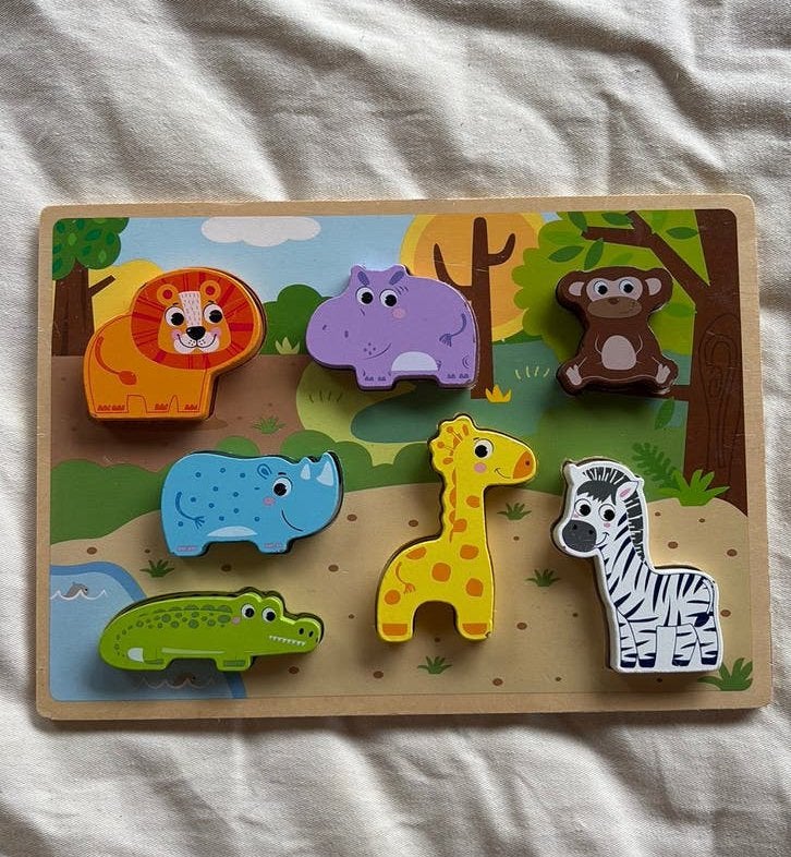 Puzzel dieren jungle, Ophalen, Gebruikt, Van hout, Minder dan 10 stukjes
