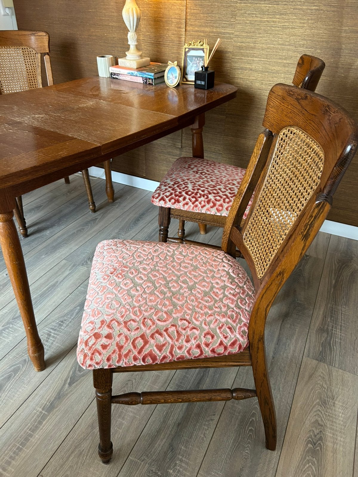 4x rotan eetkamerstoelen bekleed, Ophalen of Verzenden