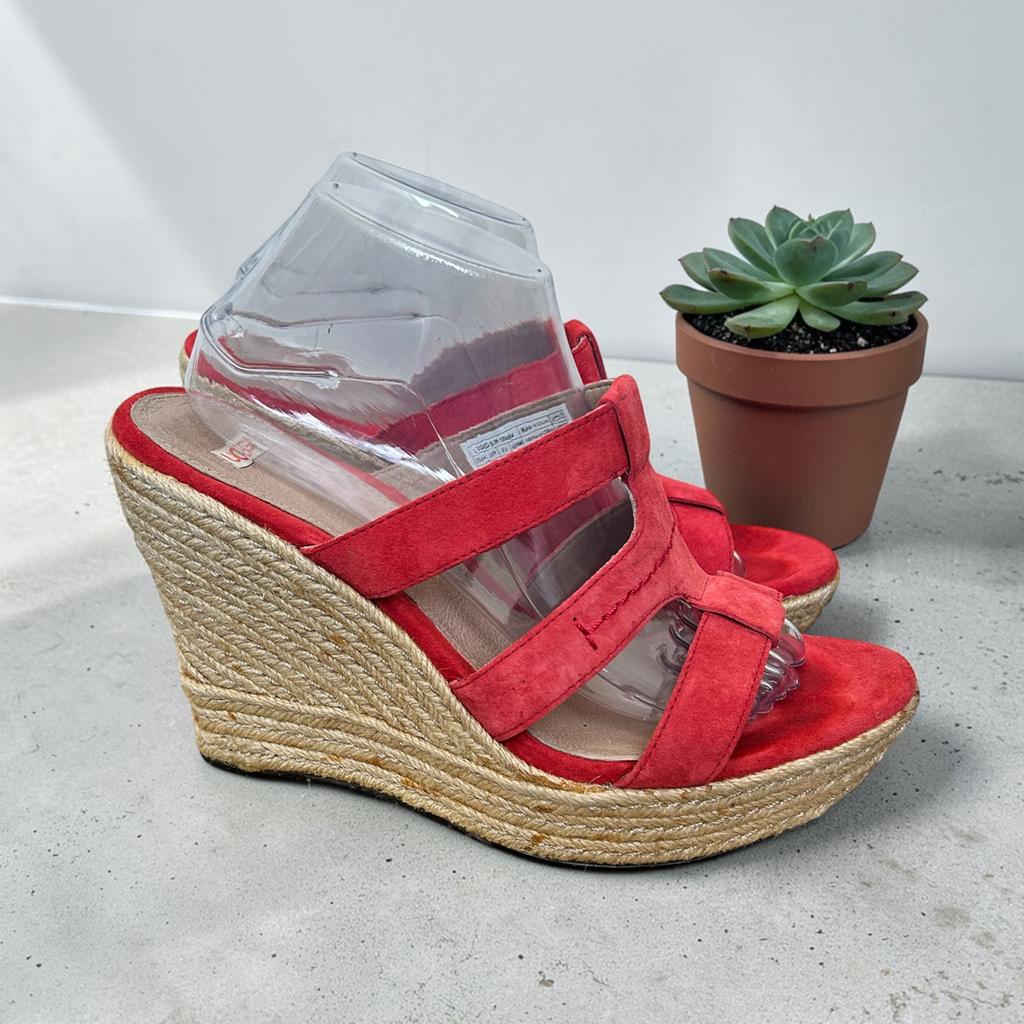 Ugg Sandalen Maat 41 Rood Leer Sleehak Jute Zomer Tawnie, Kleding | Dames, Schoenen, G, U, G, Gedragen