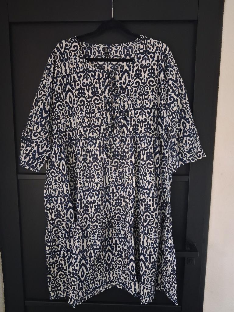 tuniek blouse met strikjes mt 46/48, Kleding | Dames, Grote Maten, Blauw, Blouse of Tuniek, Ophalen of Verzenden, Zo goed als nieuw