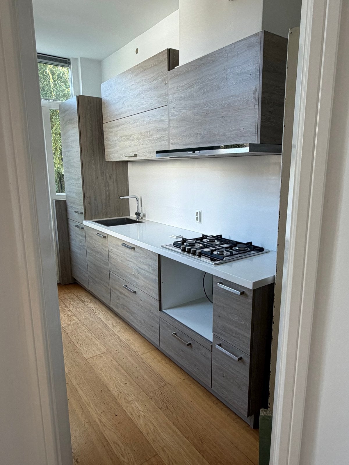 Complete keuken incl. kookplaat, afzuigkap en koelkast, Huis en Inrichting, Ophalen, Gebruikt, Enkelwandige keuken, Kunststof