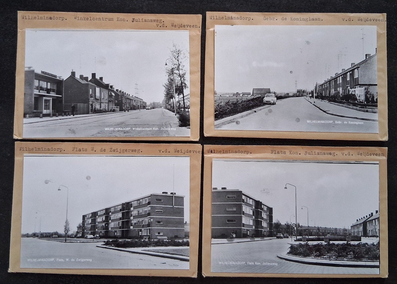 Wilhelminadorp, 4 x glasplaat JosPe, Ophalen of Verzenden, 1960 tot 1980, Ongelopen, Zeeland