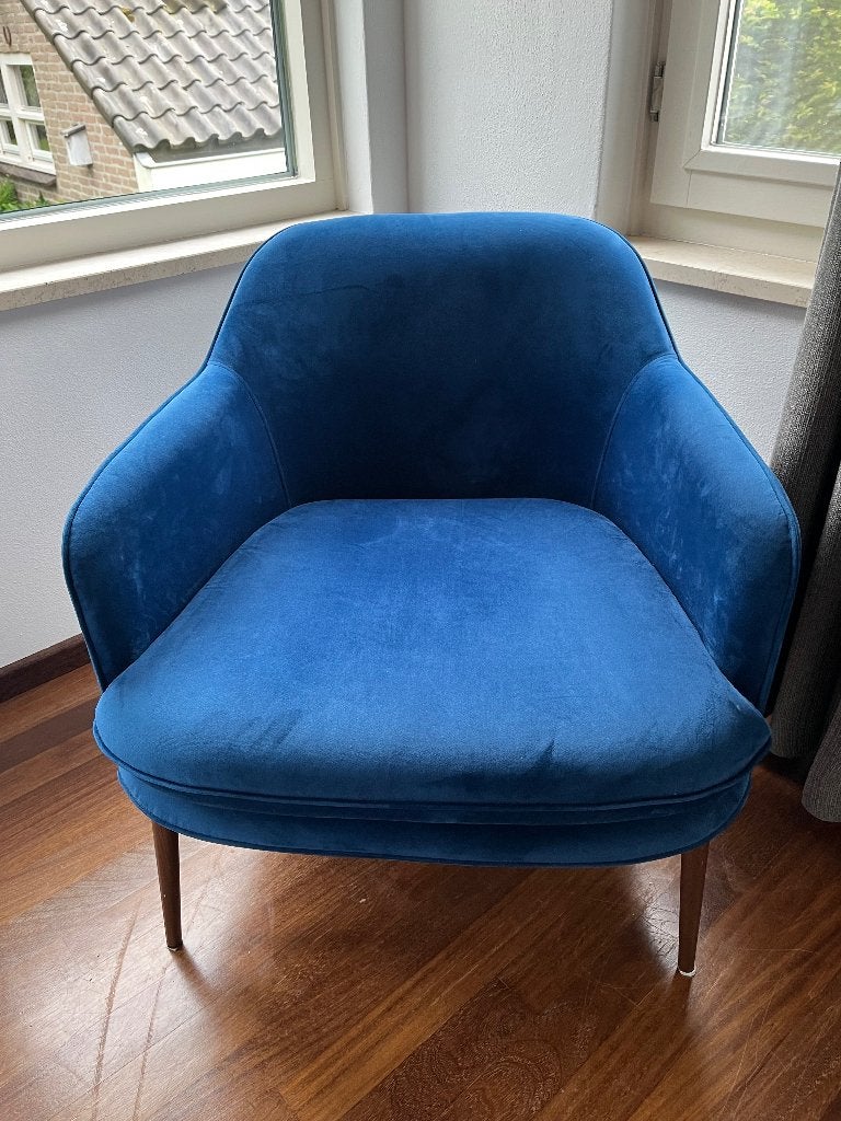 Blauwe stoel, Huis en Inrichting, Fauteuils, Ophalen, Zo goed als nieuw, 75 tot 100 cm, 50 tot 75 cm