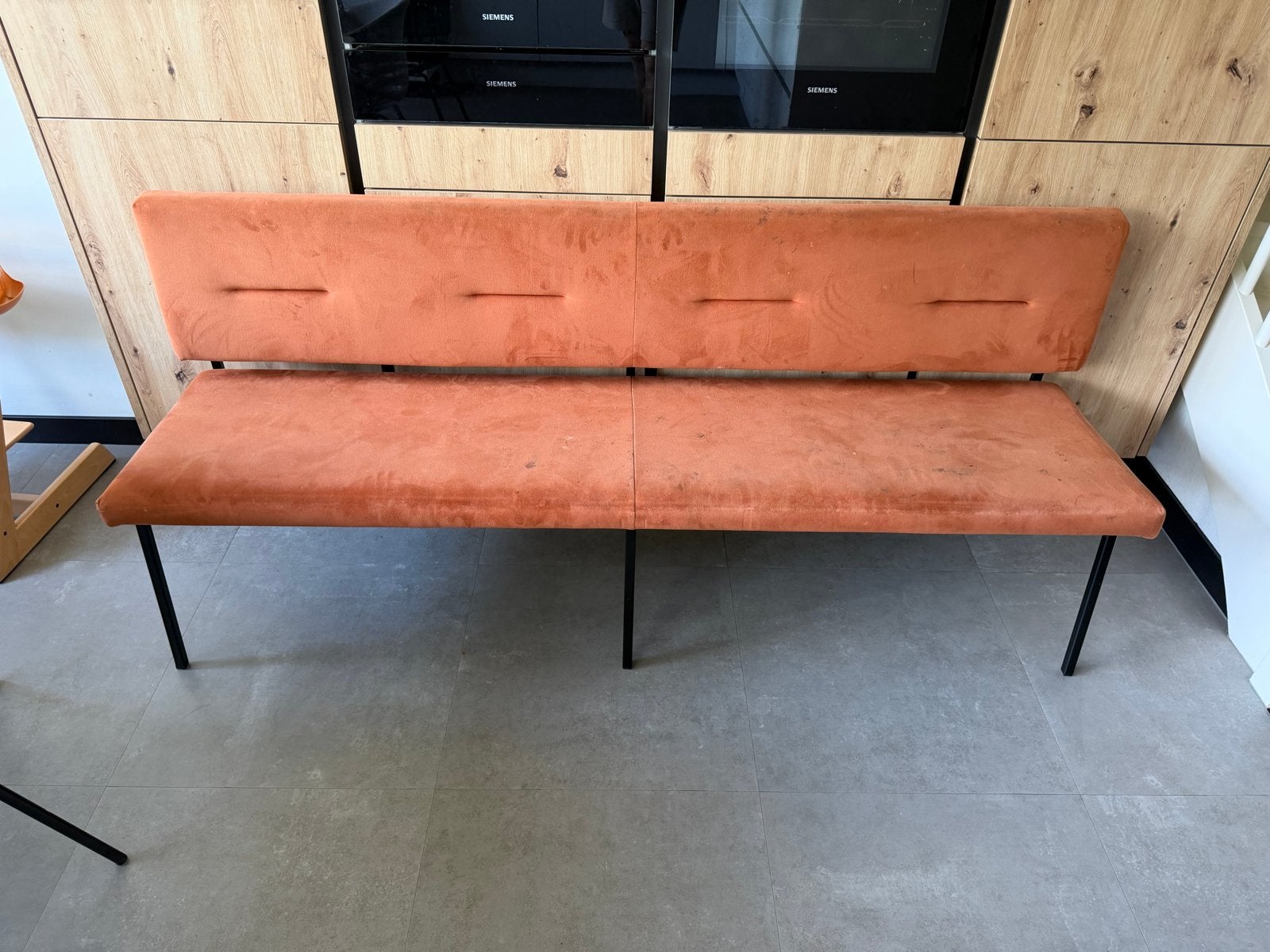 Bodilson Eetkamerbank Oranje - 195cm, Ophalen of Verzenden, Gebruikt, Stof