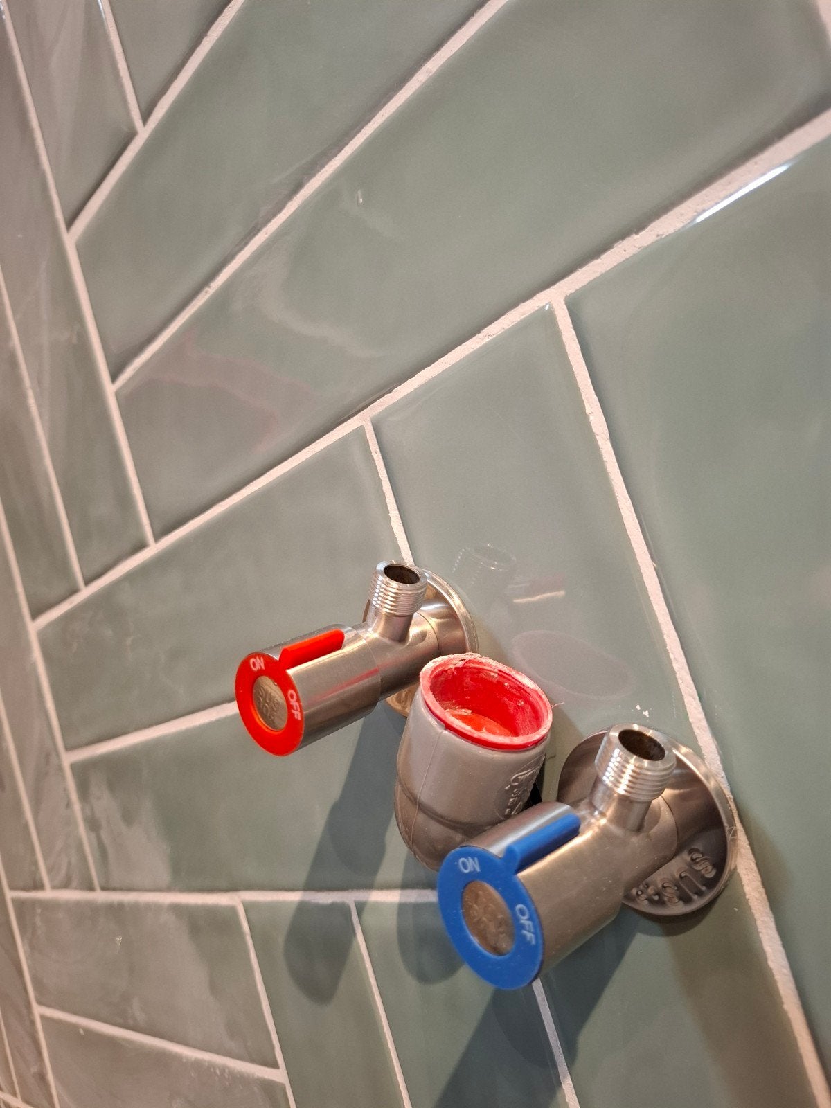 Hoekstopkranen set RVS Rood en blauw met aansluit materiaal, Ophalen of Verzenden, Nieuw, Rvs, Kraan
