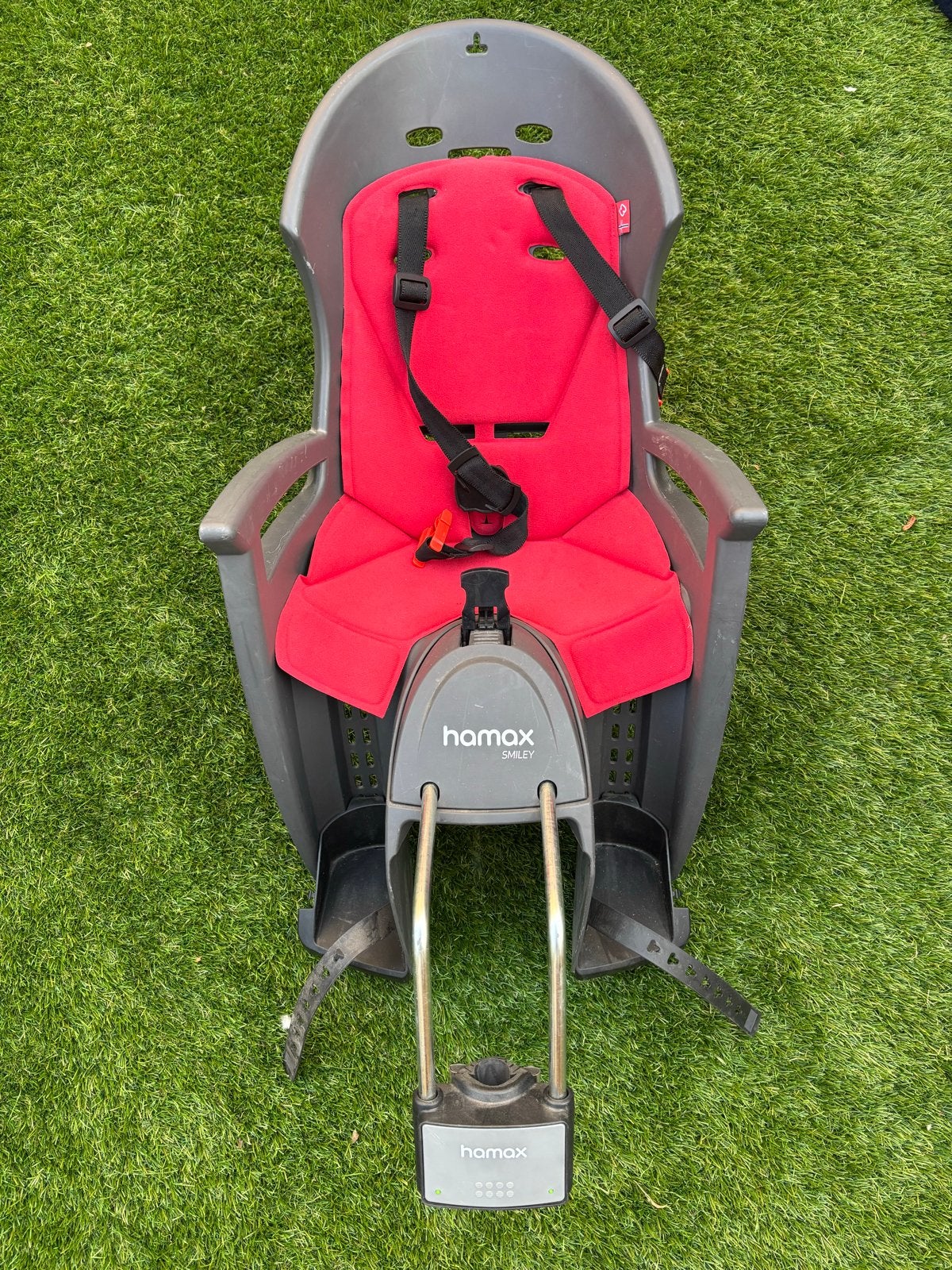 Hamax Smiley Achterzitje - Rood/Grijs, Ophalen, Achterzitje, 0 t/m 18 kg, Gebruikt