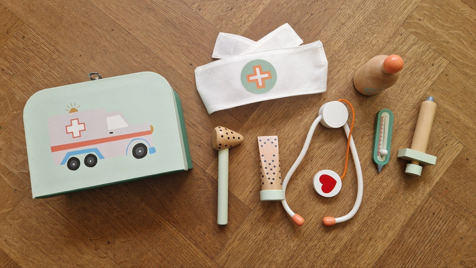 Houten doktersset met koffer, Ophalen, Zo goed als nieuw, Overige typen