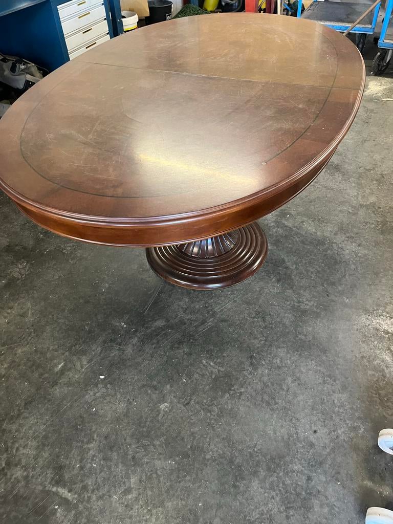 Ovale eettafel met klassieke voet - Gebruikt, Huis en Inrichting, Tafels | Eettafels, Ophalen, Gebruikt, 150 tot 200 cm, Vijf personen of meer