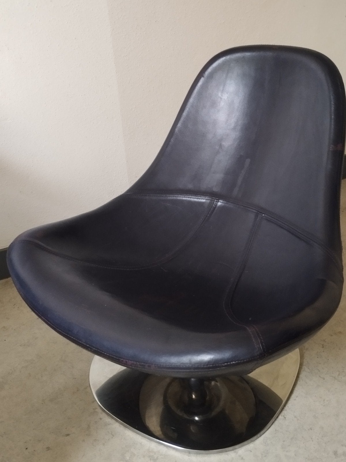 Luxe Vintage Lederen Draaibare Relax Stoel, Huis en Inrichting, Fauteuils, Gebruikt, Leer, 75 tot 100 cm, 75 tot 100 cm, Ophalen